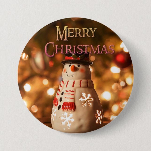Frohe Weihnachten Niedlich Snowman Button (Vorderseite)
