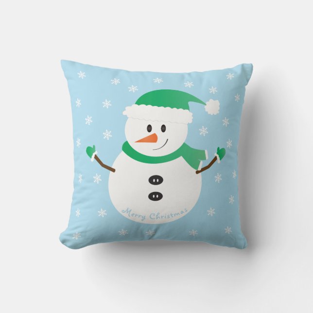 Frohe Weihnachten Niedlich Snowman Snowflakes Kissen (Vorderseite)