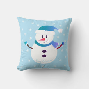 Frohe Weihnachten Niedlich Snowman Snowflakes Kissen