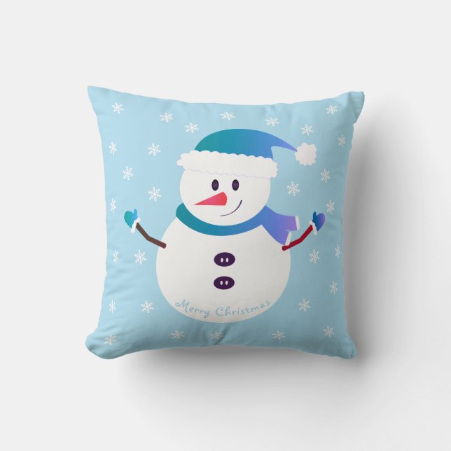 Frohe Weihnachten Niedlich Snowman Snowflakes Kissen (Vorderseite)