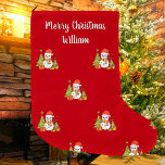 Frohe Weihnachten Niedlich Snowman Tree Personalis Großer Weihnachtsstrumpf<br><div class="desc">Passen Sie den Text an und erstellen Sie einfach Ihren personalisierten WeihnachtsStrumpf. Sie können dieses Design auf anderen Zazzle-Produkten übertragen und an die meisten Zazzle-Produkte anpassen. Standard Studio Designs werden in hochauflösender Grafik für einen beruflichen Druck erstellt. Vielen Dank, dass Sie sich für unsere Designs entschieden haben und bei Standard...</div>