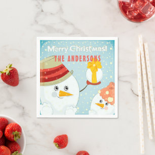 Frohe Weihnachten Niedlich Snowman Winterurlaub Na Serviette