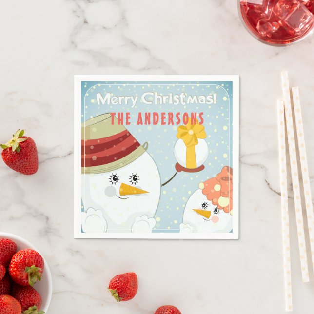 Frohe Weihnachten Niedlich Snowman Winterurlaub Na Serviette (Beispiel)