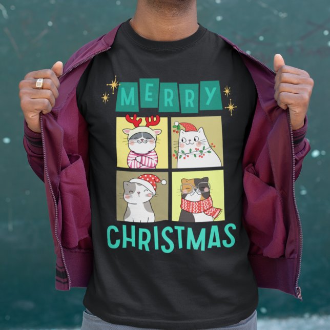Frohe Weihnachten Niedlich Weihnachten Katzen T-Shirt (Von Creator hochgeladen)