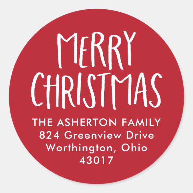 Frohe Weihnachten niedliche, einfache rote Rücksen Runder Aufkleber (Vorderseite)