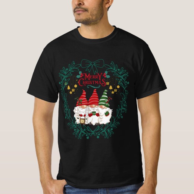 Frohe Weihnachten niedliche Gnome T-Shirt (Vorderseite)