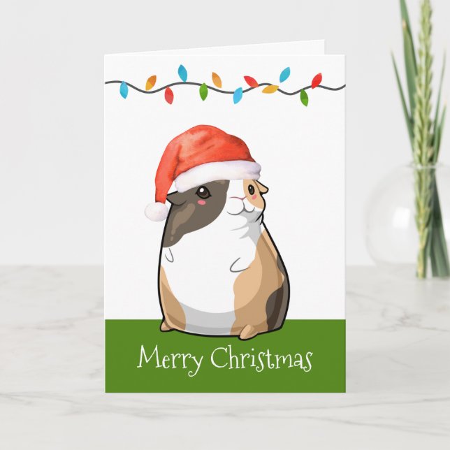 Frohe Weihnachten Niedliche Guinea Pig Santa (Vorderseite)