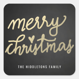 Frohe Weihnachten Niedliche handgeschriebene Scrip Quadratischer Aufkleber
