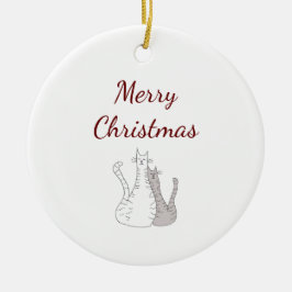 Frohe Weihnachten Niedliche Katzen Elegante Schrif Keramik Ornament