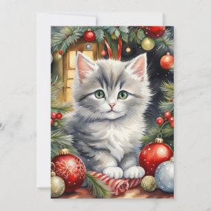 Frohe Weihnachten Niedliche Kitten mit Ornamenten