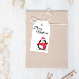 Frohe Weihnachten Niedliche Penguin Weihnachtsmann Geschenkanhänger