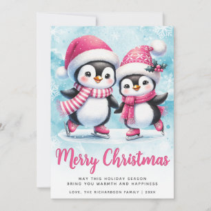 Frohe Weihnachten Niedliche Pinguin Ice Skater Blu