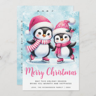 Frohe Weihnachten Niedliche Pinguin Ice Skater Ros