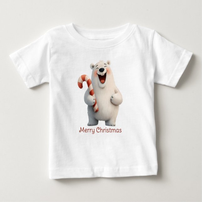 Frohe Weihnachten Niedliche Polar Bären Design Baby T-shirt (Vorderseite)