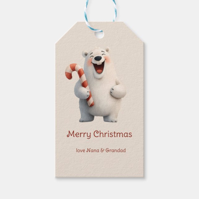 Frohe Weihnachten Niedliche Polar Bären Design Geschenkanhänger (Vorderseite)