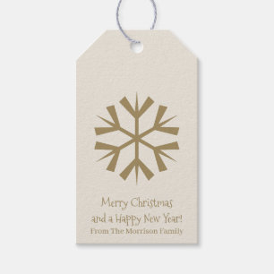 Frohe Weihnachten niedliche Schneeflocke Goldcreme Geschenkanhänger