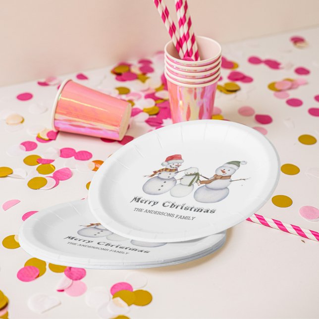 Frohe Weihnachten - Niedliche Schneemänner Weihnac Pappteller (Von Creator hochgeladen)