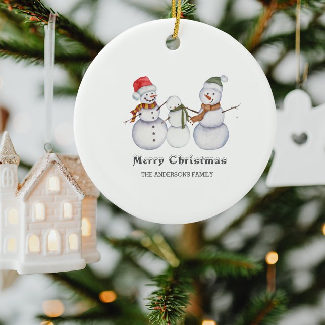 Frohe Weihnachten-Niedliche Schneemänner Weihnacht Keramik Ornament (Von Creator hochgeladen)