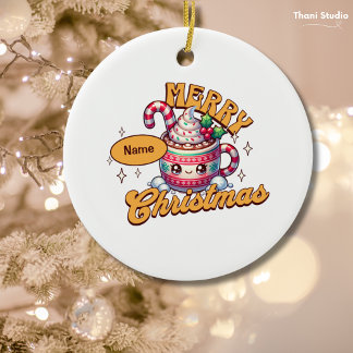 Frohe Weihnachten Niedliche Schokolade Tasse Keramik Ornament