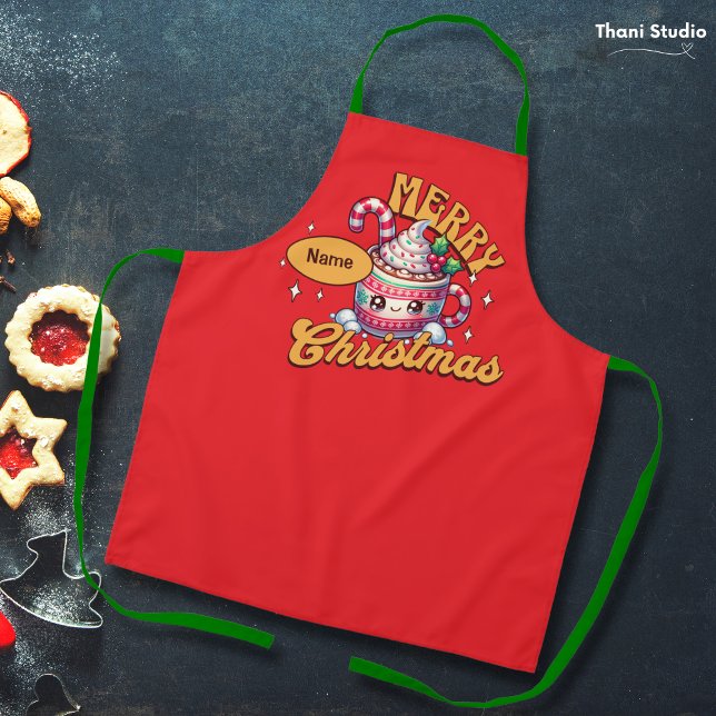 Frohe Weihnachten Niedliche Schokolade Tasse Schürze (Von Creator hochgeladen)