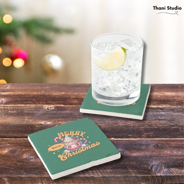 Frohe Weihnachten Niedliche Schokolade Tasse Steinuntersetzer (Von Creator hochgeladen)