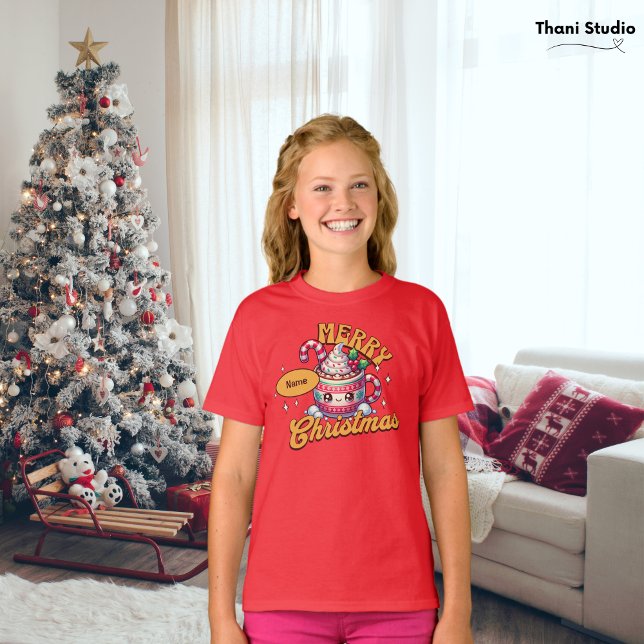 Frohe Weihnachten Niedliche Schokolade Tasse T-Shirt (Von Creator hochgeladen)