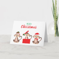 Frohe Weihnachten Niedlichen Affen Weihnachtsmänte