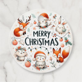 Frohe Weihnachten Niedlichen Füchse und Kaninchen Geschenkanhänger