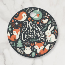 Frohe Weihnachten Niedlichen Füchse und Kaninchen Geschenkanhänger