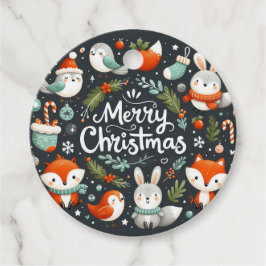 Frohe Weihnachten Niedlichen Füchse und Kaninchen  Geschenkanhänger