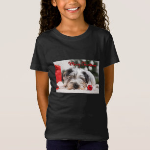 Frohe Weihnachten Niedlichen Haustier Hund Terrier T-Shirt