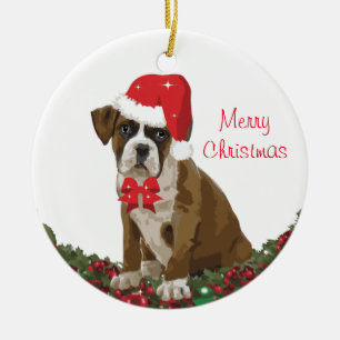 Frohe Weihnachten Niedlichen Hund Xmas Weihnachtsm Keramik Ornament