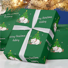 Frohe Weihnachten Niedlichen Katzenbaum Vintag Geschenkpapier