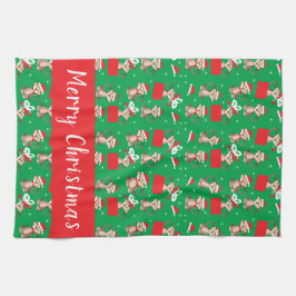 Frohe Weihnachten Niedlichen Monkey Holiday Patter Geschirrtuch