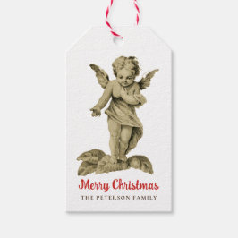 Frohe Weihnachten Niedlichen Vintagen Cherub Angel Geschenkanhänger