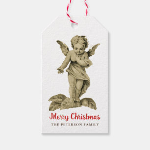 Frohe Weihnachten Niedlichen Vintagen Cherub Angel Geschenkanhänger