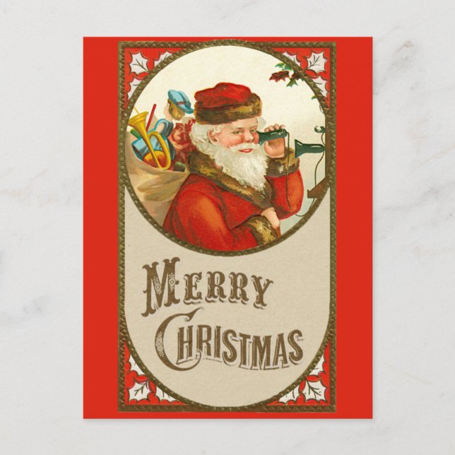 Frohe Weihnachten Niedlichen Vintagen Weihnachtsma Postkarte (Vorderseite)