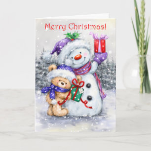 Frohe Weihnachten, Niedlicher Bär Cuddling mit Sno Karte