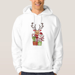 Frohe Weihnachten niedlicher Cartoon Rentierschnee Hoodie