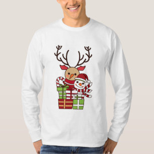 Frohe Weihnachten niedlicher Cartoon Rentierschnee T-Shirt