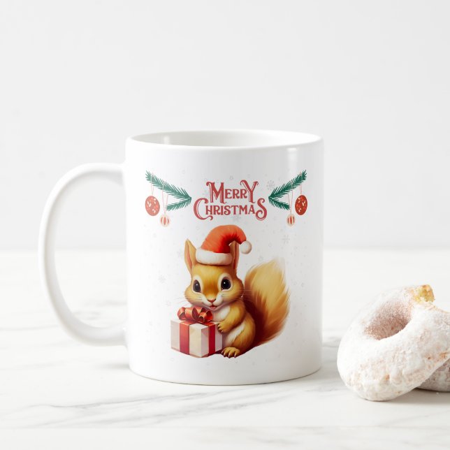 Frohe Weihnachten - Niedlicher Chipmunk Kaffeetasse (Mit Donut)