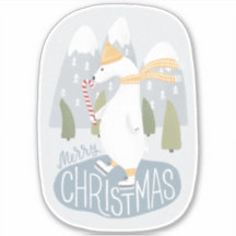 Frohe Weihnachten. Niedlicher Eisbär Skate