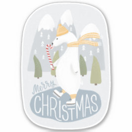 Frohe Weihnachten. Niedlicher Eisbär Skate Aufkleber