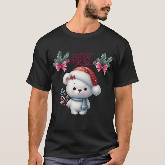 Frohe Weihnachten niedlicher Eisbär T-Shirt (Vorderseite)