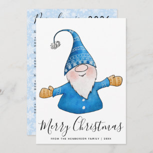 Frohe Weihnachten Niedlicher Gnome in Blue 2025 Ka