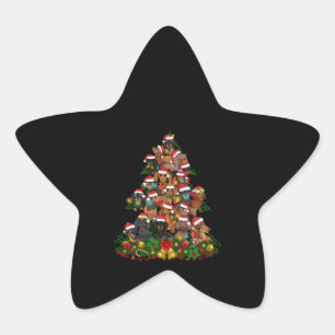 Frohe Weihnachten Niedlicher Hund Weihnachtsbaum Stern-Aufkleber