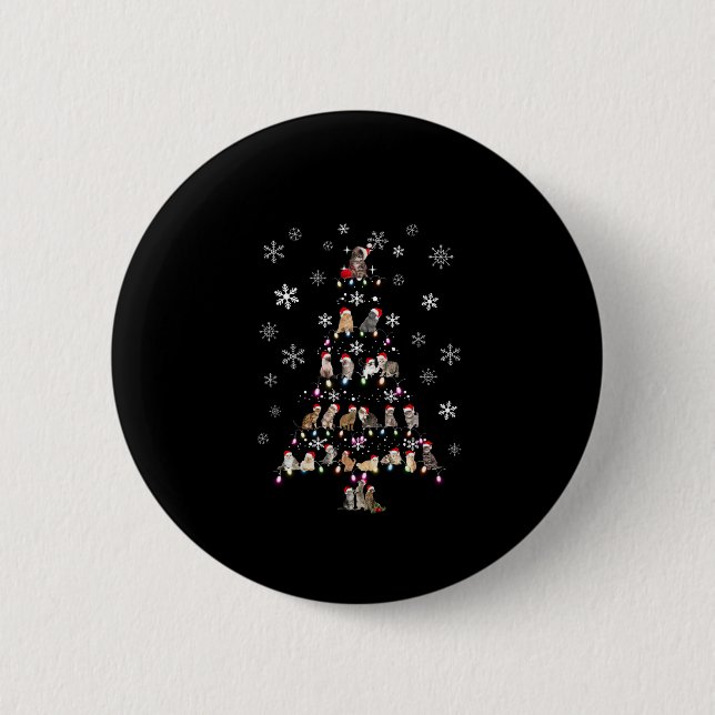 Frohe Weihnachten | Niedlicher Katzenweihbaum Button (Vorderseite)