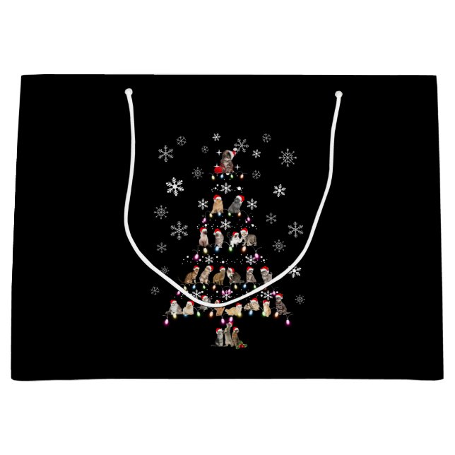 Frohe Weihnachten | Niedlicher Katzenweihbaum Große Geschenktüte (Vorderseite)