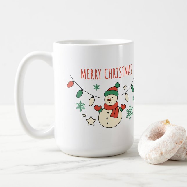 Frohe Weihnachten, Niedlicher Schneemann, Weihnach Kaffeetasse (Mit Donut)