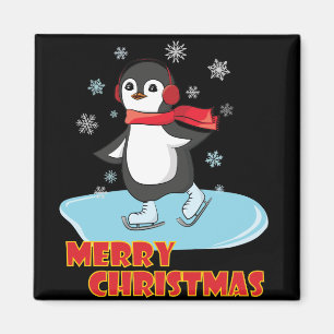 Frohe Weihnachten Niedlicher Winterpinguin Magnet